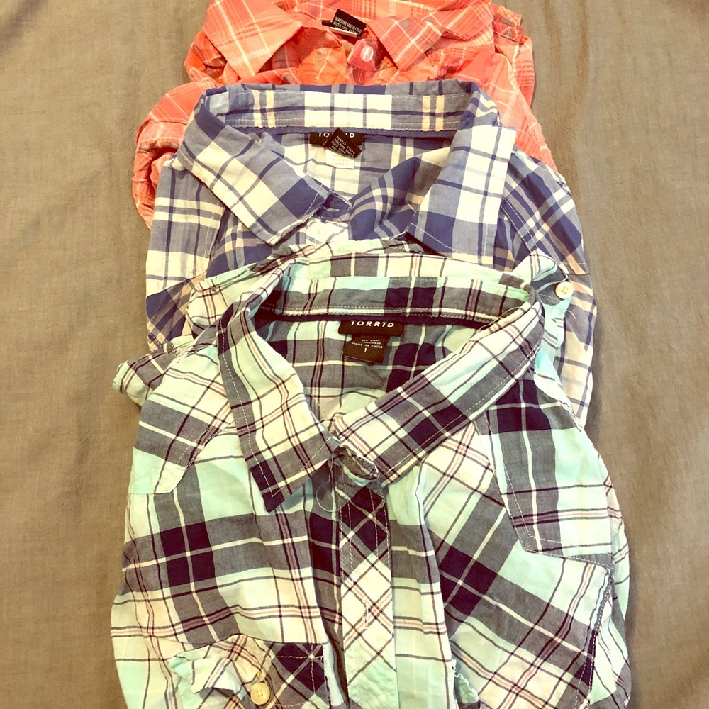 Lot of three button down plaid shirts